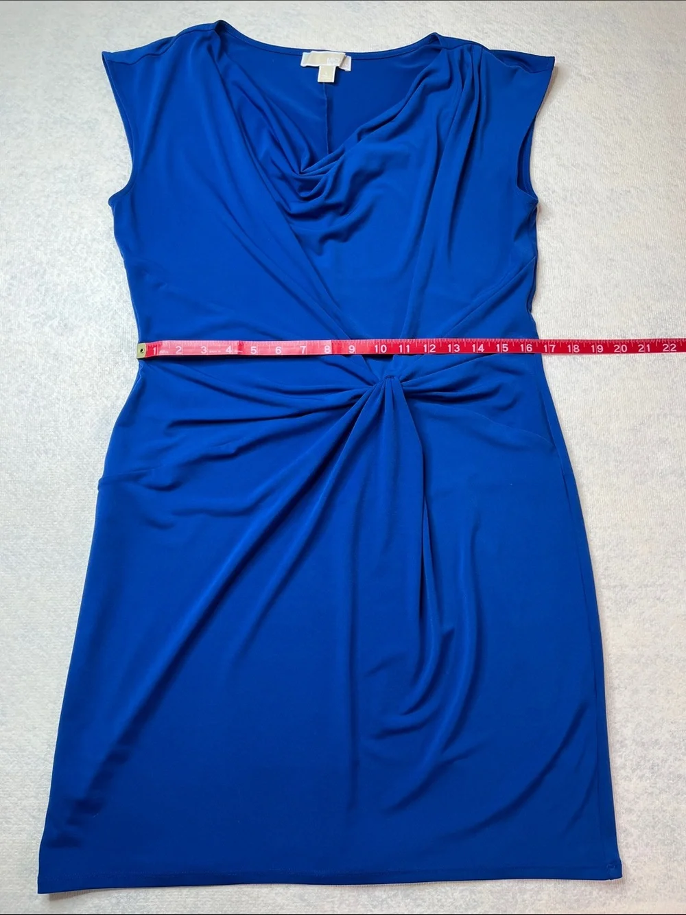 Michael Kors Royal Blue Draped Twist-Front Midi Dress-Large